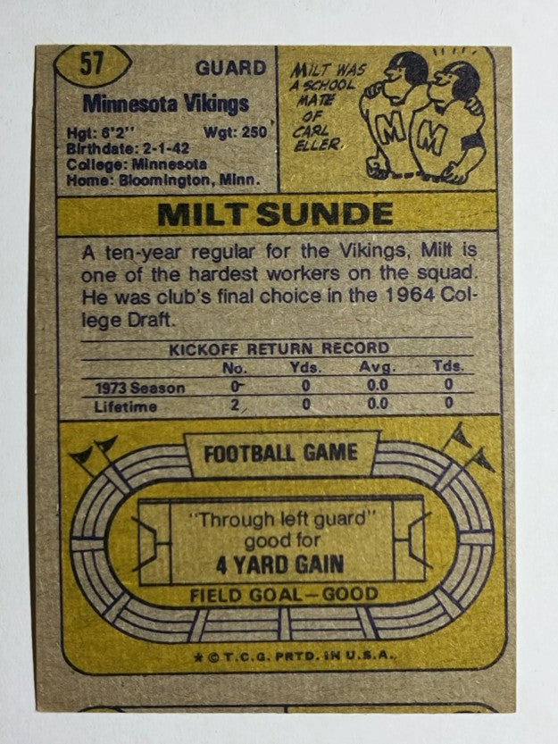 1974 Topps #57 Milt Sunde (VG)