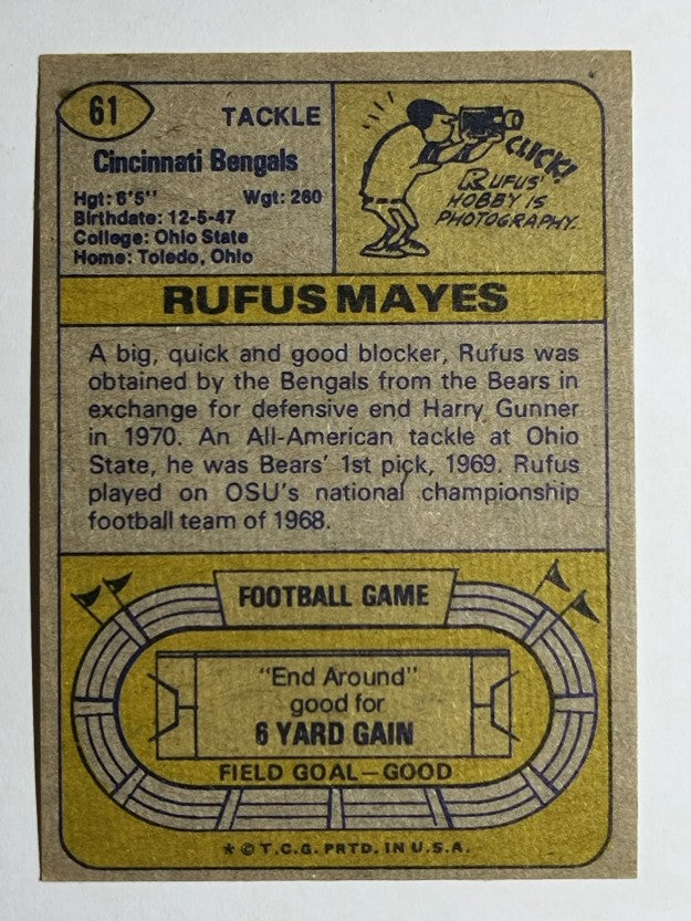 1974 Topps #61 Rufus Mayes (NM)