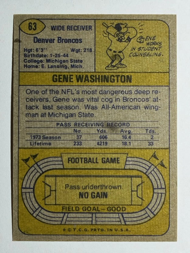 1974 Topps #63 Gene Washington (EXMT)