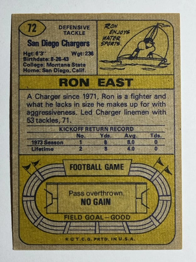 1974 Topps #72 Ron East (EX)