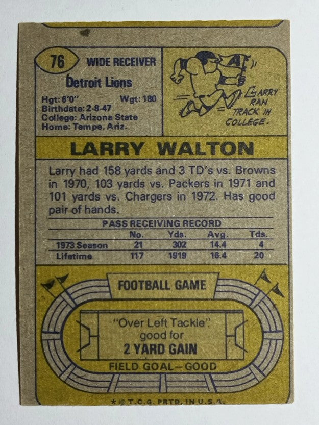 1974 Topps #76 Larry Walton RC (VG)