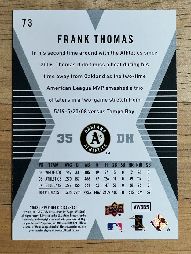 2008 Upper Deck X #73 Frank Thomas