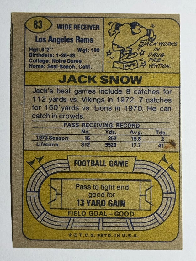 1974 Topps #83 Jack Snow (VG)