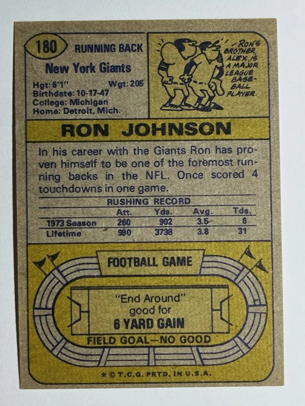1974 Topps #180 Ron Johnson (EXMT)