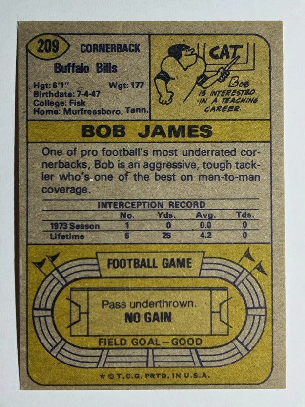 1974 Topps #209 Bob James (EXMT)