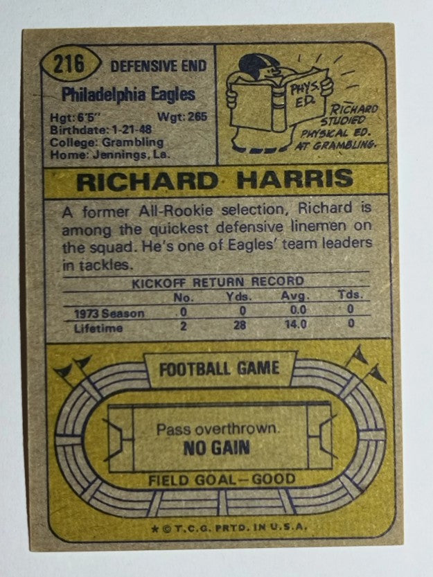 1974 Topps #216 Richard Harris RC (EXMT)