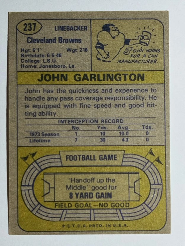 1974 Topps #237 John Garlington (EX)