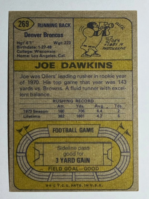 1974 Topps #269 Joe Dawkins (EX)