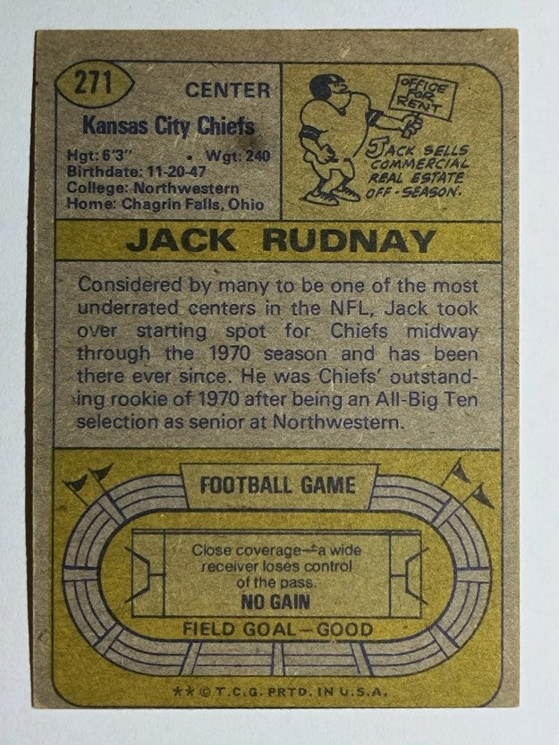 1974 Topps #271 Jack Rudnay (VGEX)