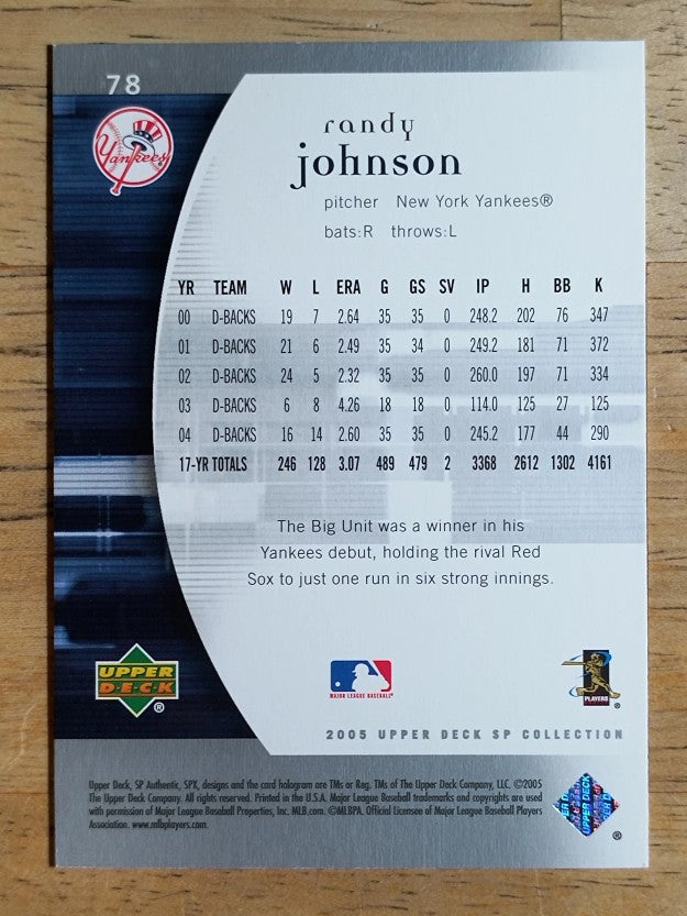 2005 SP Authentic #78 Randy Johnson