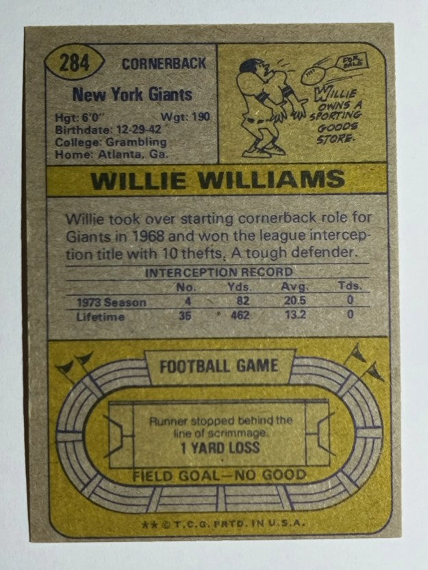 1974 Topps #284 Willie Williams (VGEX)