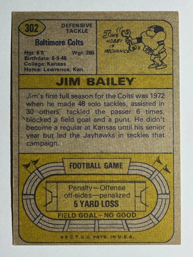1974 Topps #302 Jim Bailey (VGEX)
