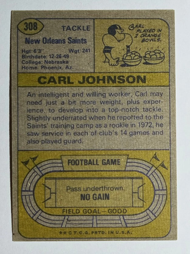 1974 Topps #308 Carl Johnson RC (EXMT)