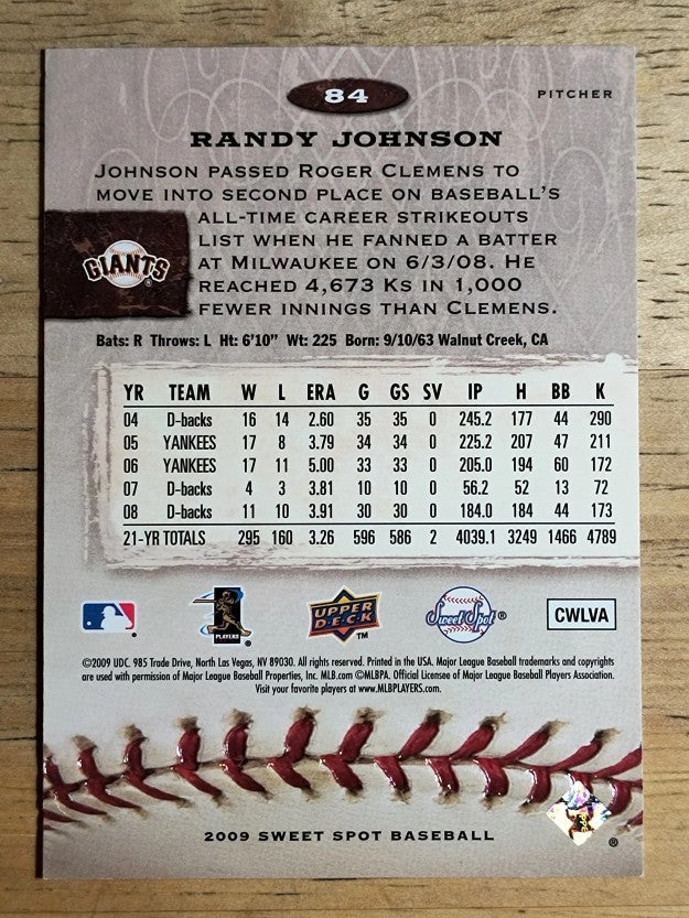 2009 Sweet Spot #84 Randy Johnson