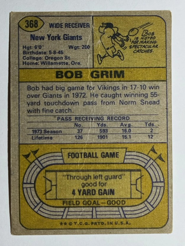 1974 Topps #368 Bob Grim (GOOD)