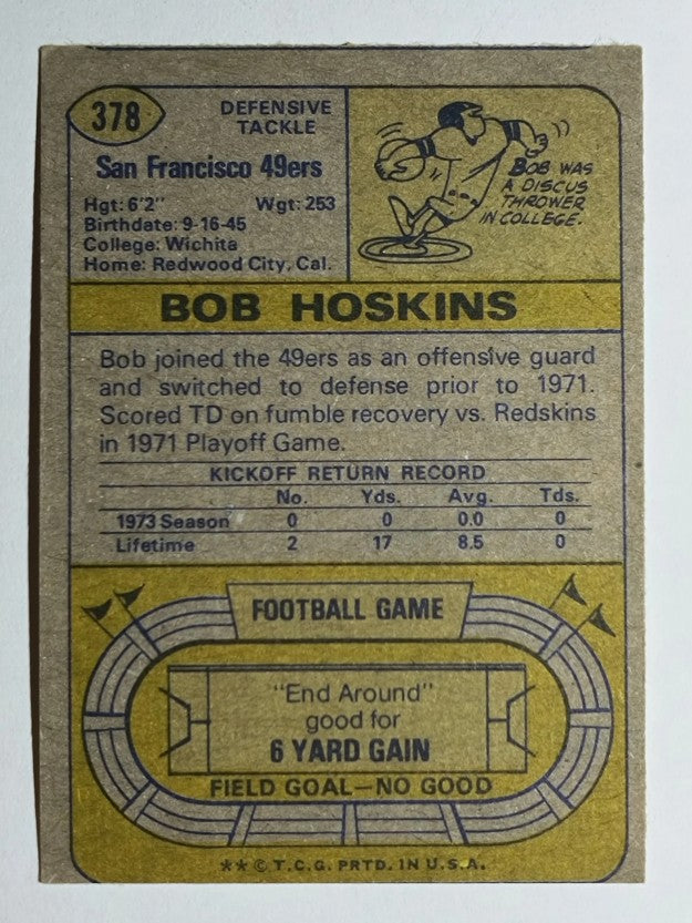 1974 Topps #378 Bob Hoskins RC (VGEX)