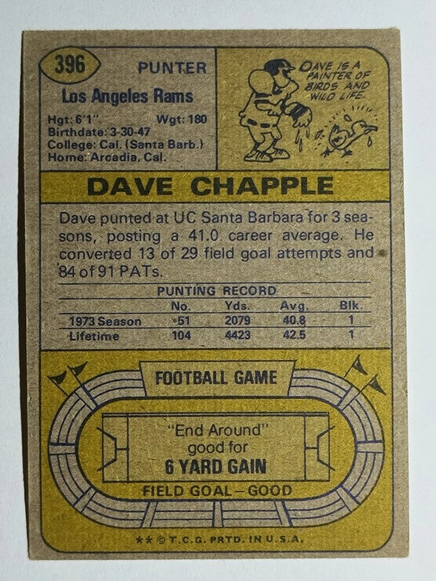 1974 Topps #396 Dave Chapple (VGEX)
