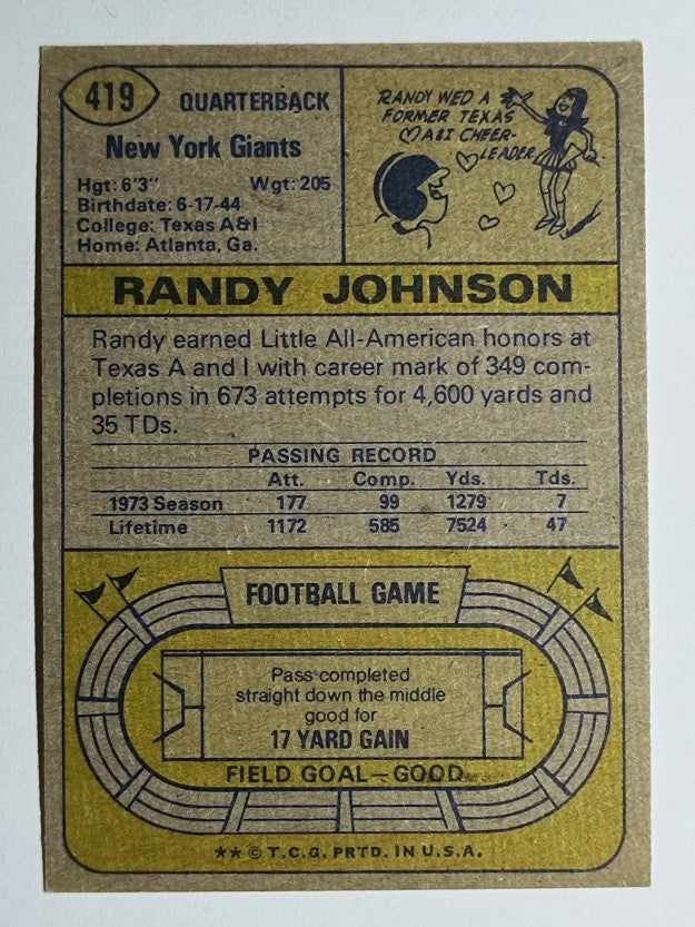 1974 Topps #419 Randy Johnson (EXMT)