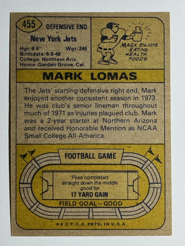 1974 Topps #455 Mark Lomas (EX)