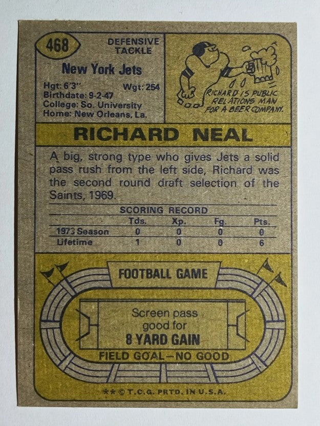 1974 Topps #468 Richard Neal (EX)