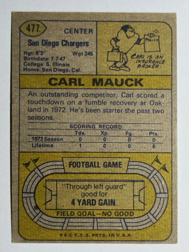 1974 Topps #477 Carl Mauck (EX)