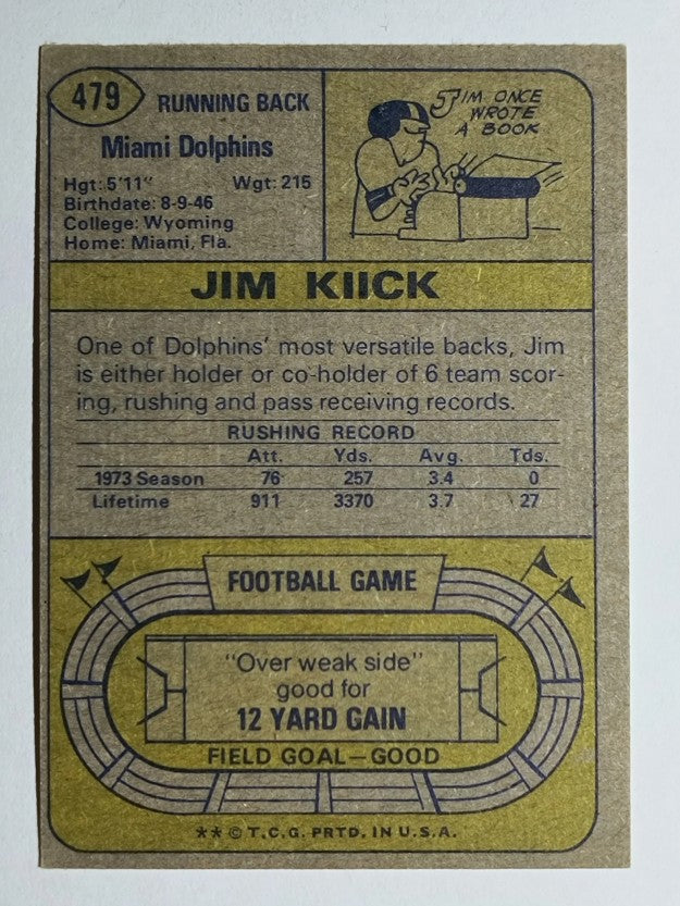 1974 Topps #479 Jim Kiick (EX)