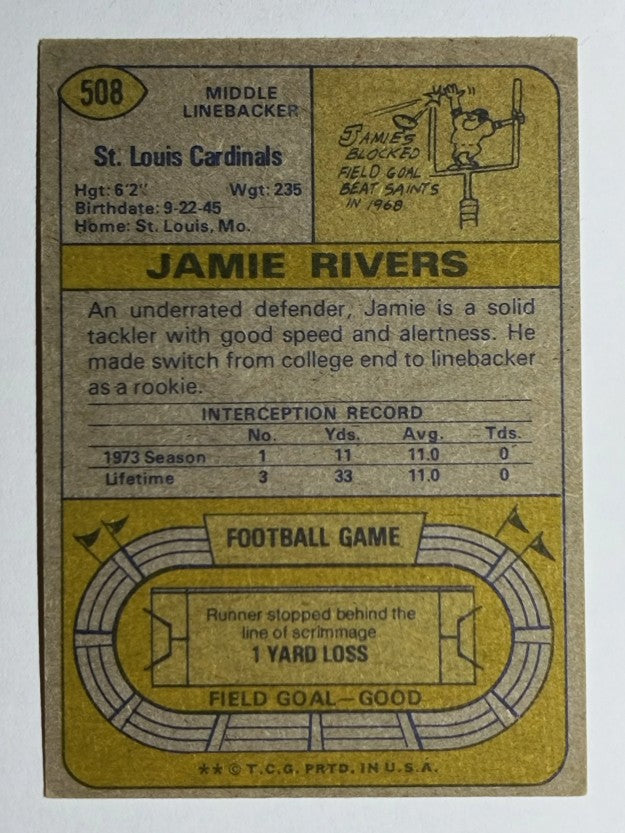 1974 Topps #508 Jamie Rivers RC (VGEX)