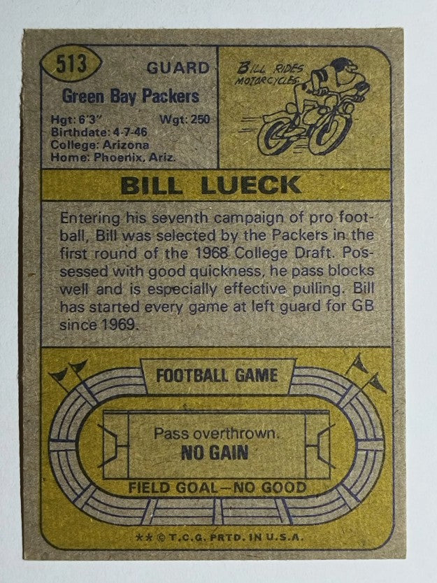 1974 Topps #513 Bill Lueck RC (EXMT)