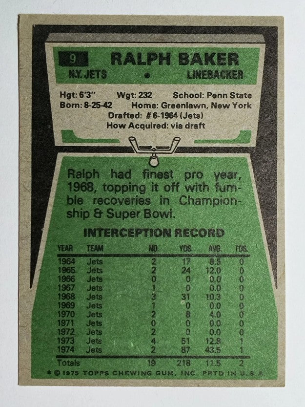 1975 Topps #9 Ralph Baker (VG)