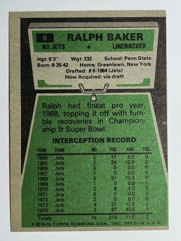 1975 Topps #9 Ralph Baker (EX)