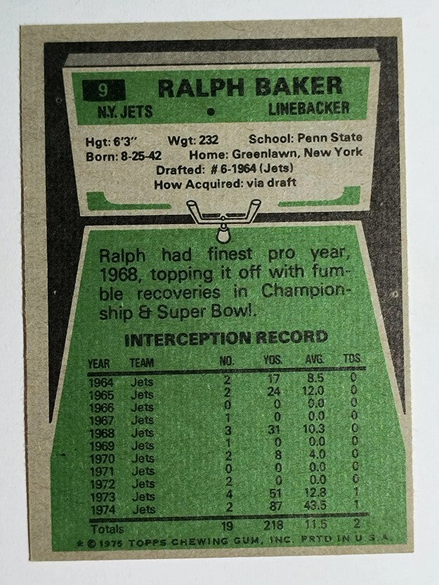 1975 Topps #9 Ralph Baker (EX)
