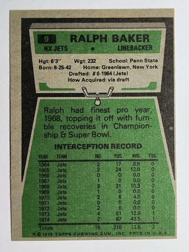 1975 Topps #9 Ralph Baker (EX)