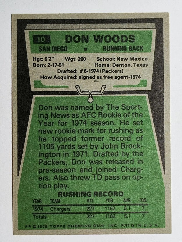 1975 Topps #10 Don Woods RC (EXMT)