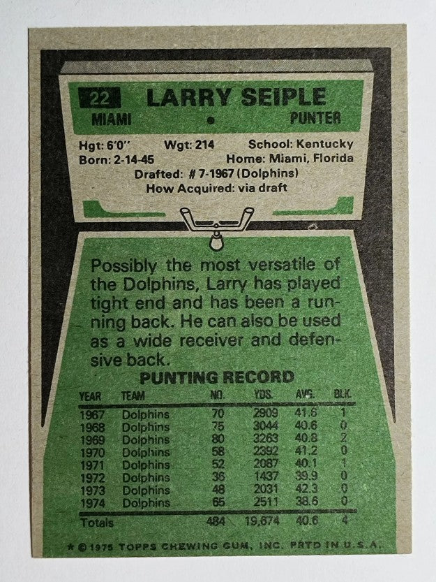 1975 Topps #22 Larry Seiple (EX)