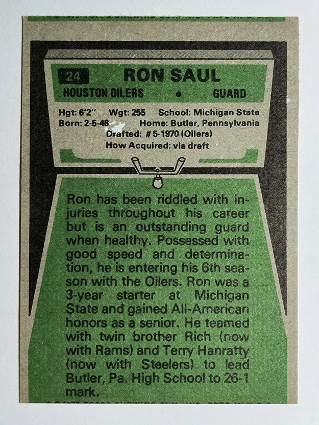1975 Topps #24 Ron Saul (VG)