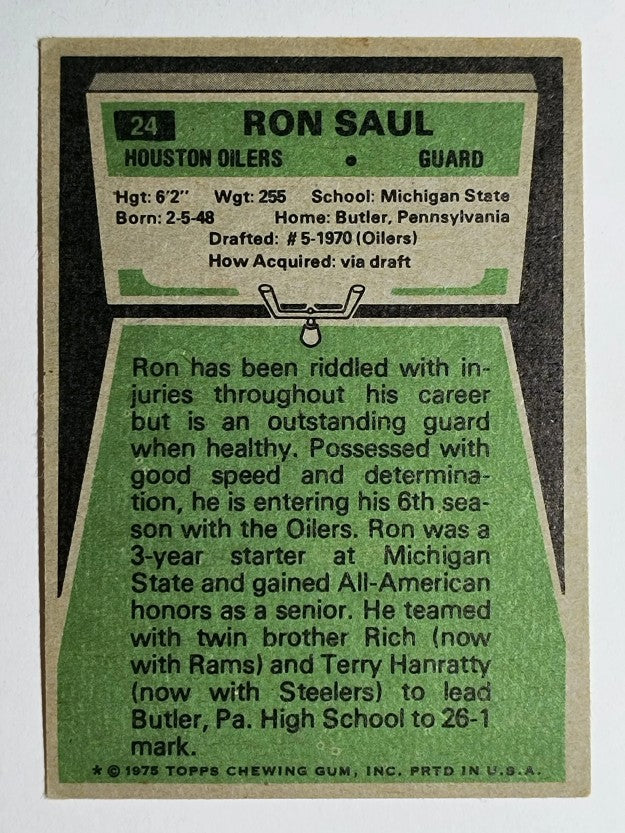 1975 Topps #24 Ron Saul (EX)
