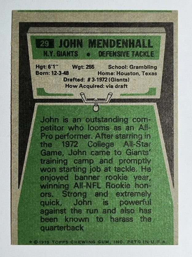 1975 Topps #29 John Mendenhall (EX)