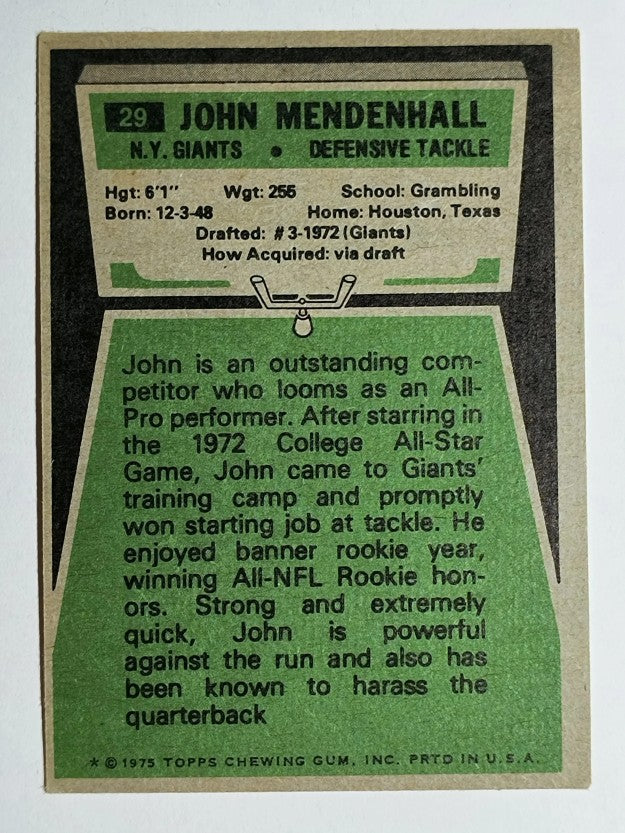 1975 Topps #29 John Mendenhall (EX)