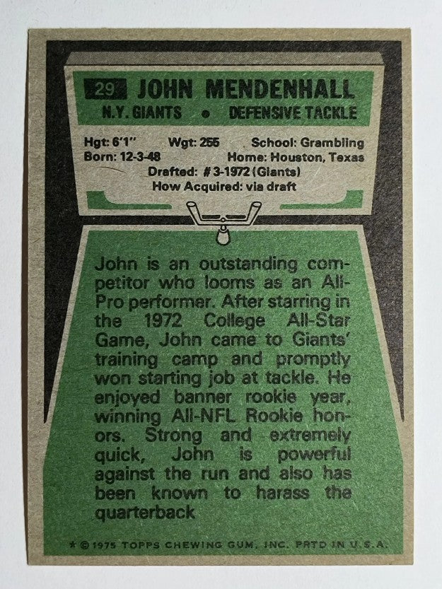 1975 Topps #29 John Mendenhall (EXMT)