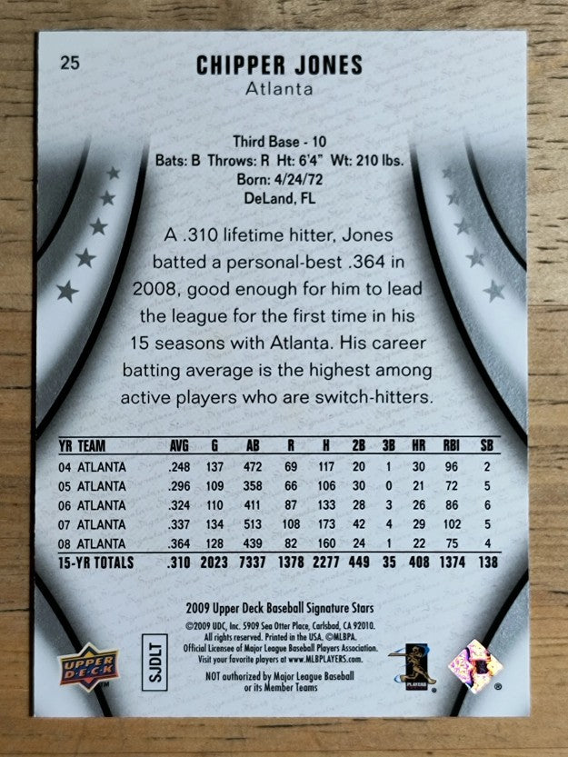 2009 Upper Deck Signature Stars #25 Chipper Jones