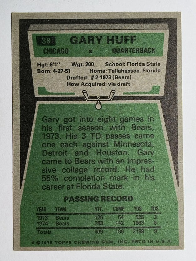 1975 Topps #38 Gary Huff (EX)