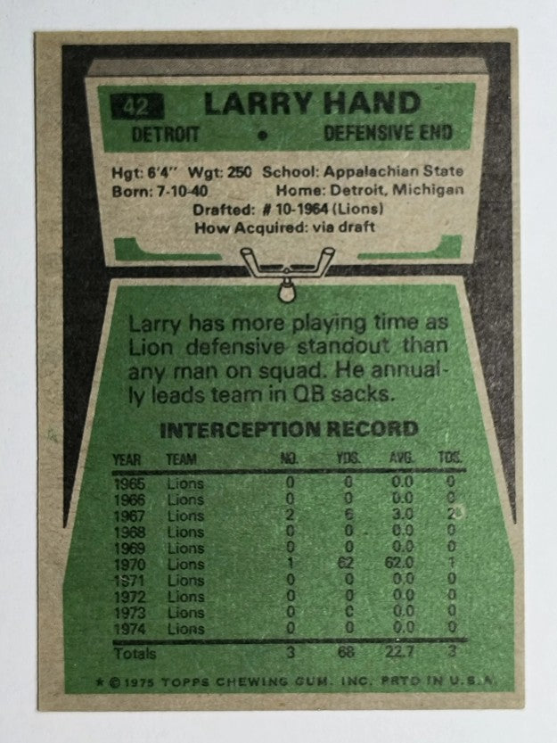 1975 Topps #42 Larry Hand (EX)