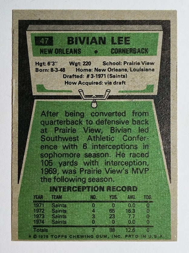 1975 Topps #47 Bivian Lee (EX)