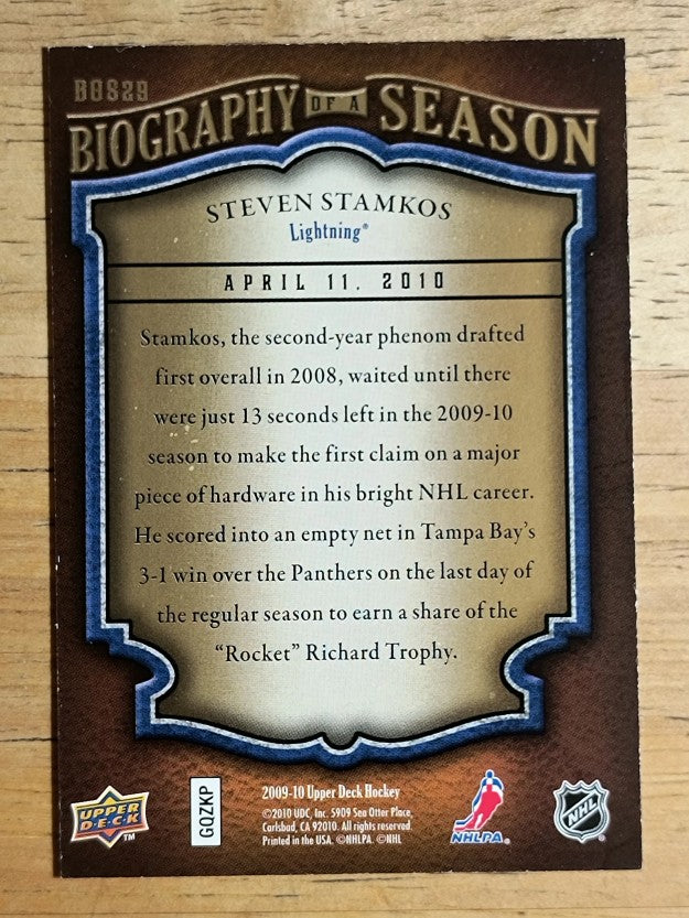 2009-10 Upper Deck Biography of a Season #BOS29 Steven Stamkos