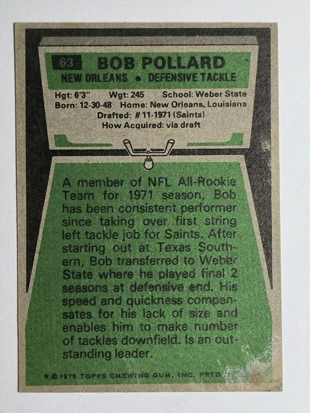 1975 Topps #63 Bob Pollard (VG)