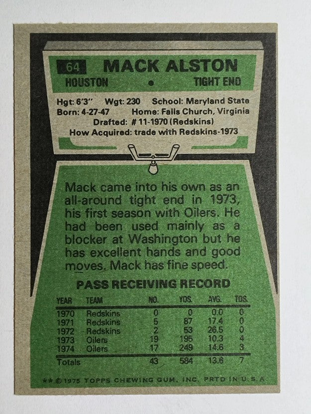 1975 Topps #64 Mack Alston (EXMT)