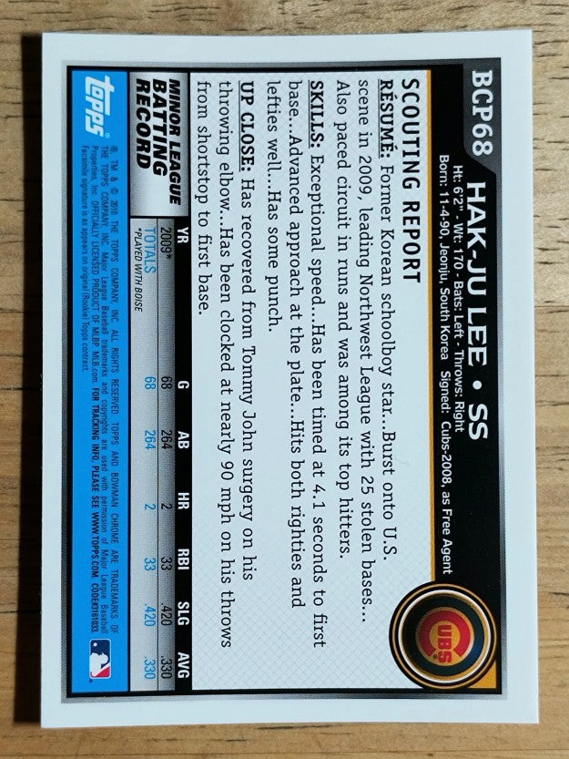 2010 Bowman Chrome Prospects #BCP68 Hak-Ju Lee