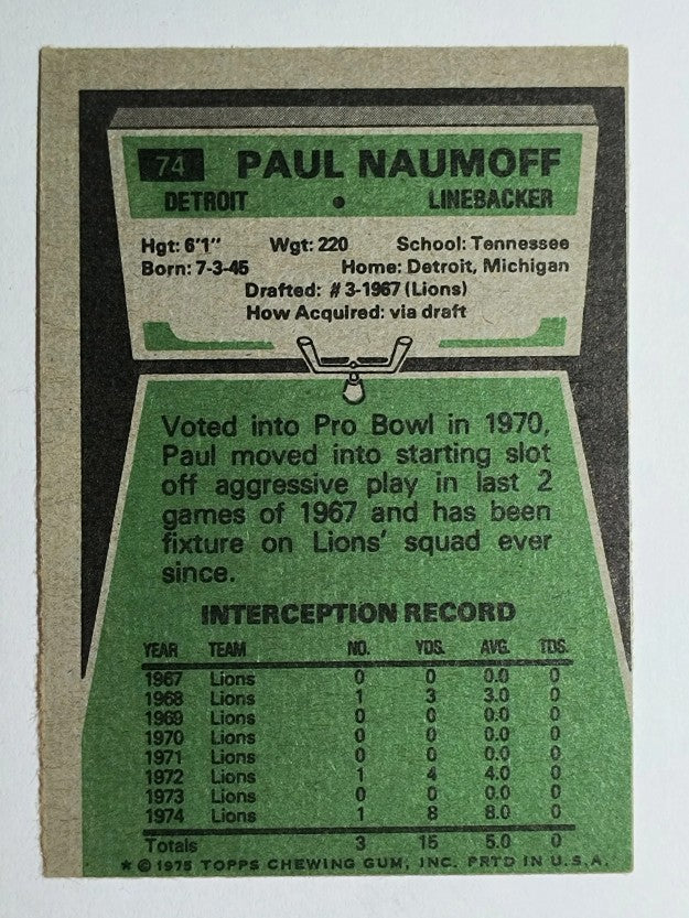 1975 Topps #74 Paul Naumoff (VGEX)