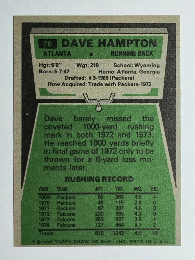 1975 Topps #76 Dave Hampton (NM)