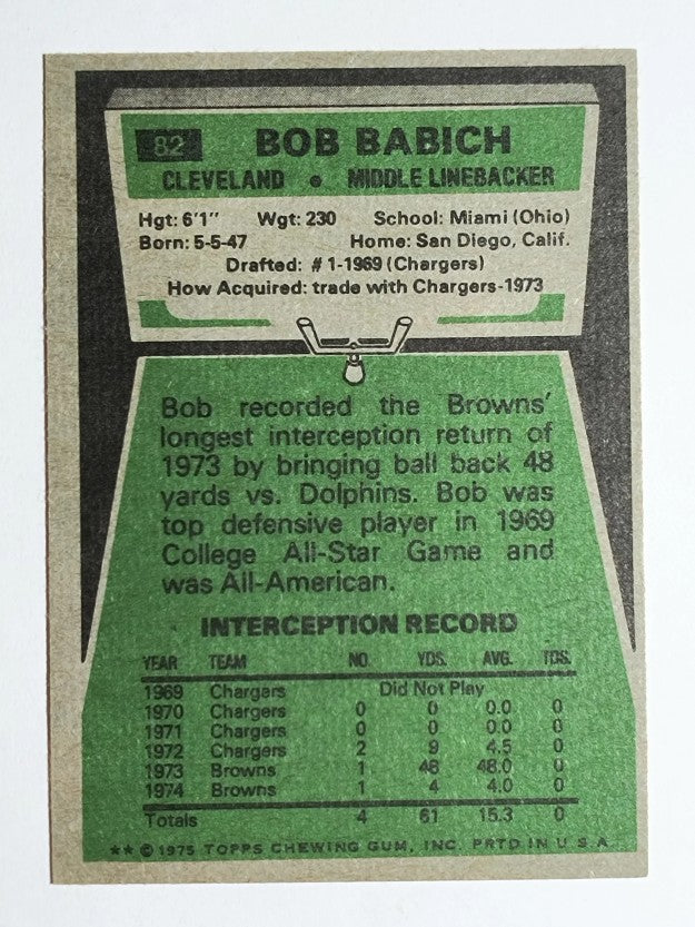 1975 Topps #82 Bob Babich (EXMT)